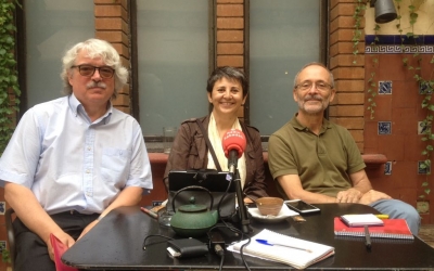 Alsinet, Mira i Larrosa en roda de premsa. Foto: Ràdio Sabadell